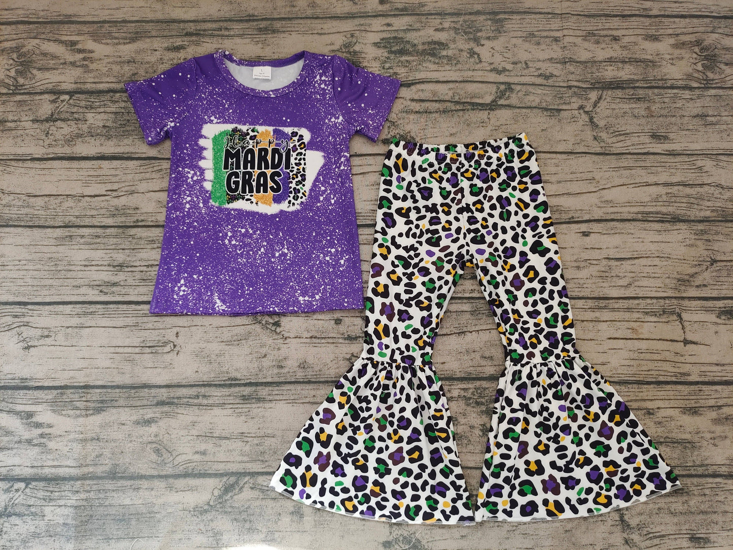 Leopard Mardi Gras Bell Bottoms Set