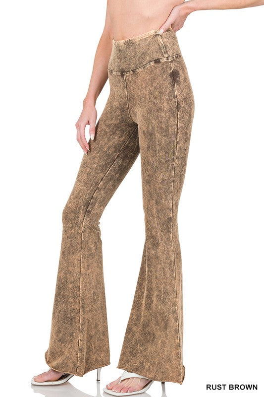 Pantalones de cintura alta con lavado ácido