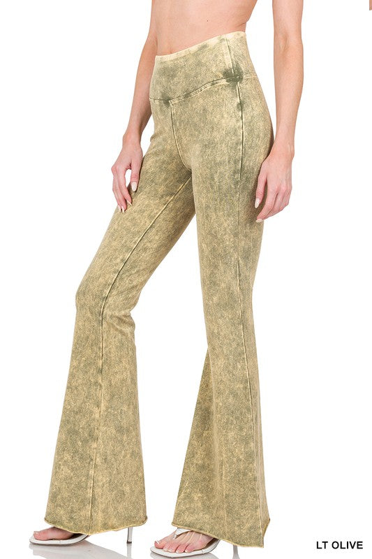 Pantalones de cintura alta con lavado ácido