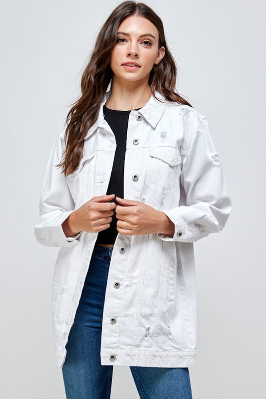 DISTRESSED WASHED DENIM JACKET