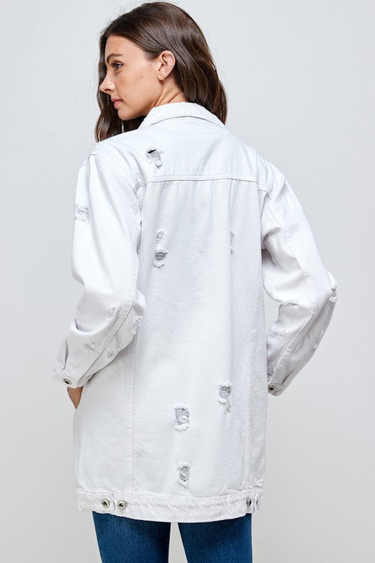 DISTRESSED WASHED DENIM JACKET