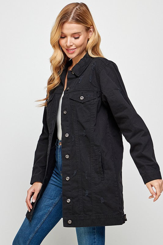 DISTRESSED WASHED DENIM JACKET