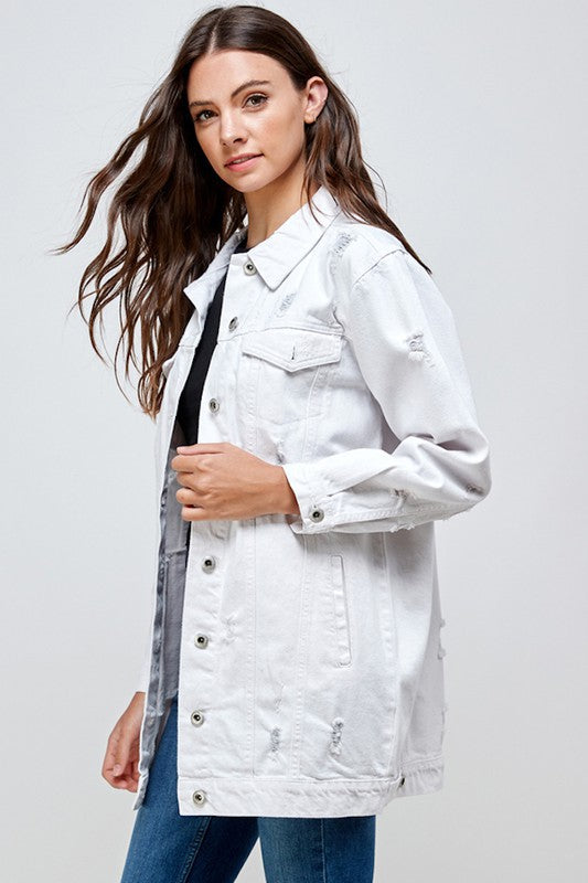 DISTRESSED WASHED DENIM JACKET