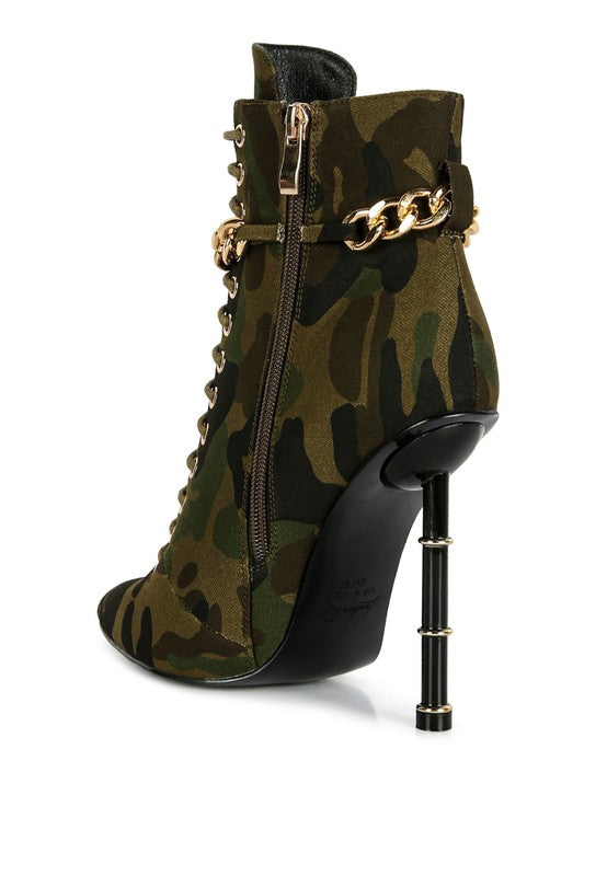 Botas de camuflaje con tacón de aguja y anillado Moulin