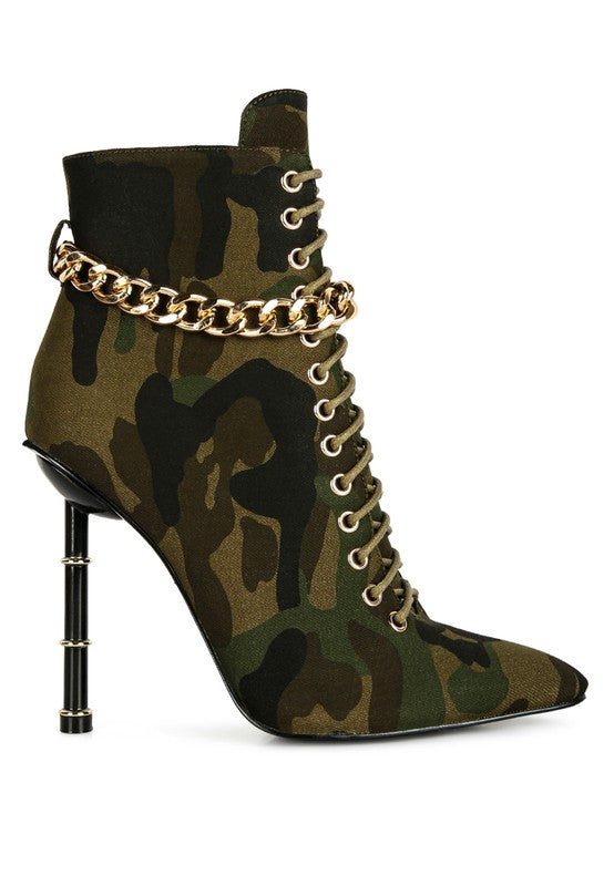 Botas de camuflaje con tacón de aguja y anillado Moulin