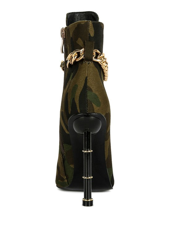 Botas de camuflaje con tacón de aguja y anillado Moulin