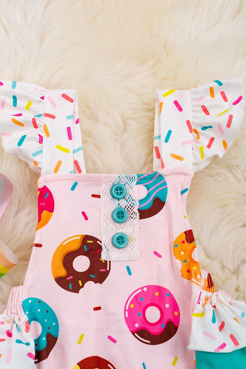 SPRINKLES & DONUT RUFFLED BABY ROMPER