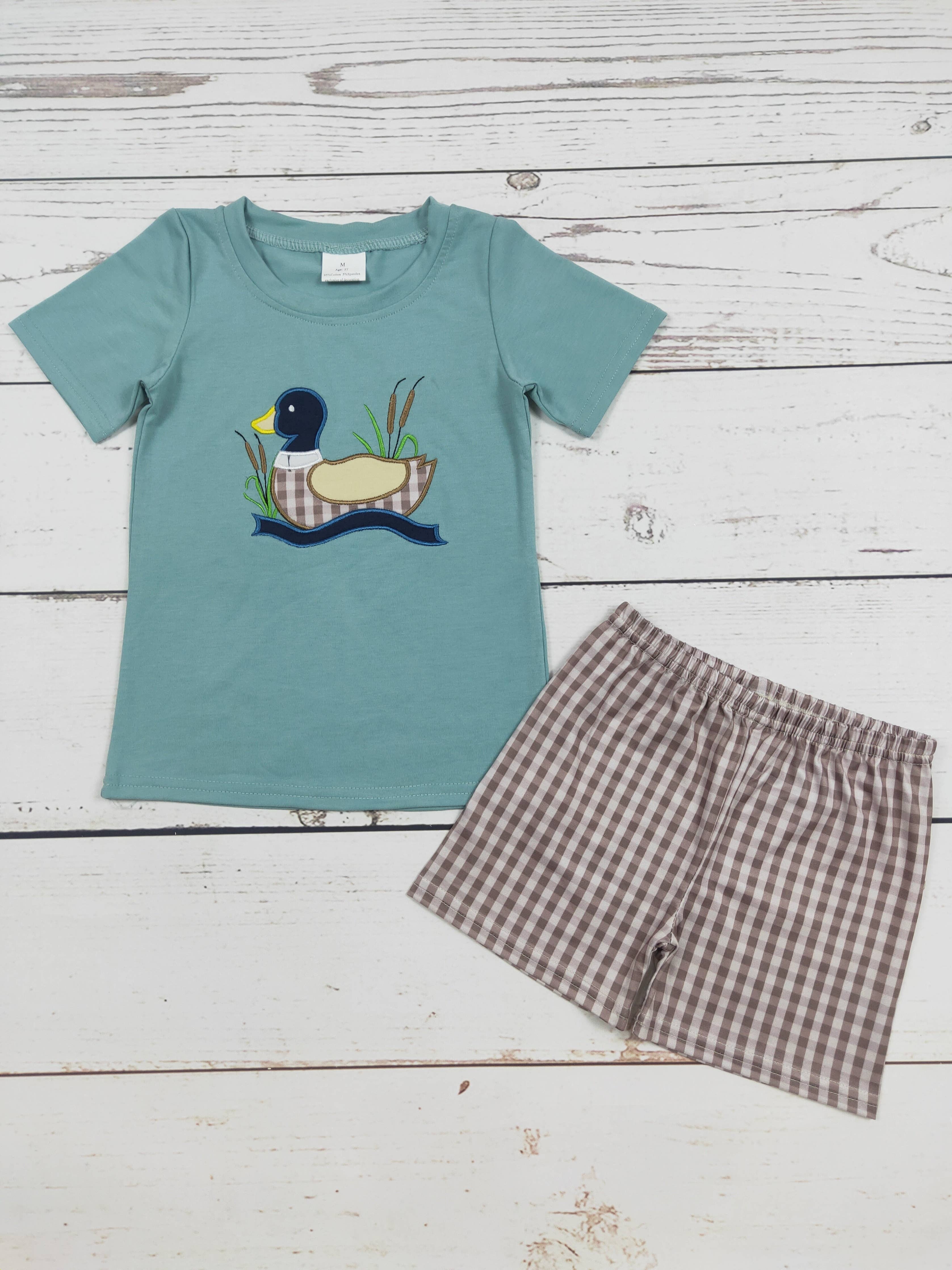 Embroidered Checkered Duck Set