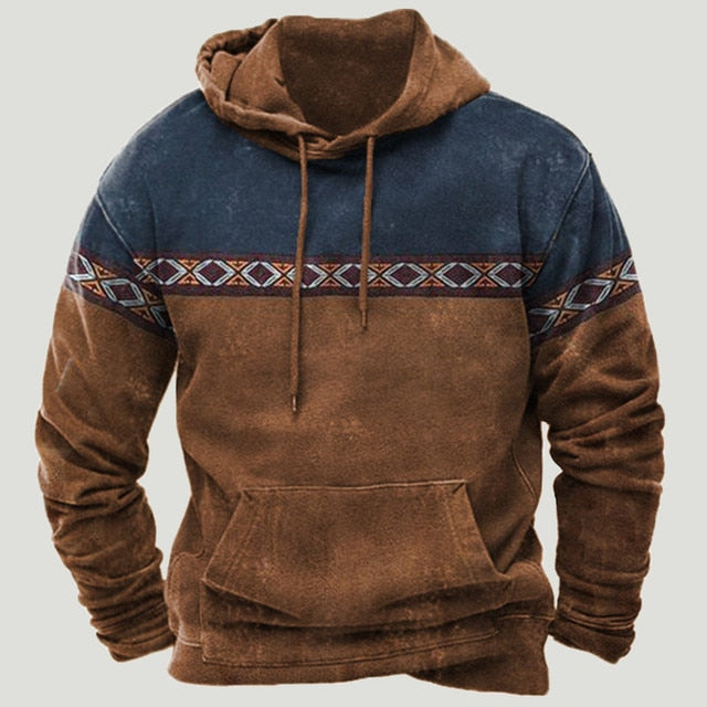 Sudadera con capucha de patchwork azteca occidental