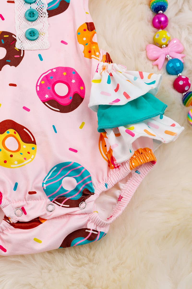 SPRINKLES & DONUT RUFFLED BABY ROMPER