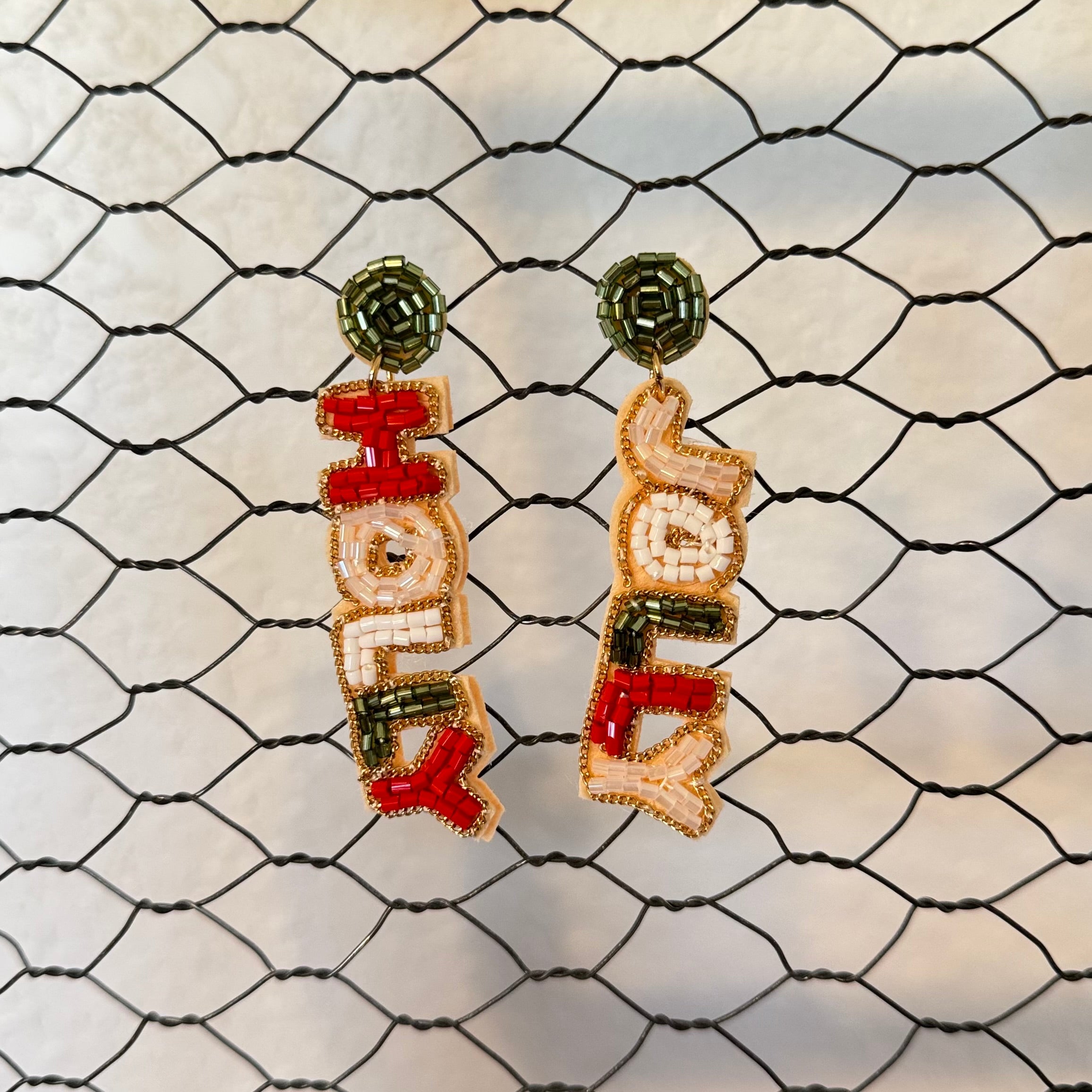 BEADED HOLLY JOLLY EARRINGS