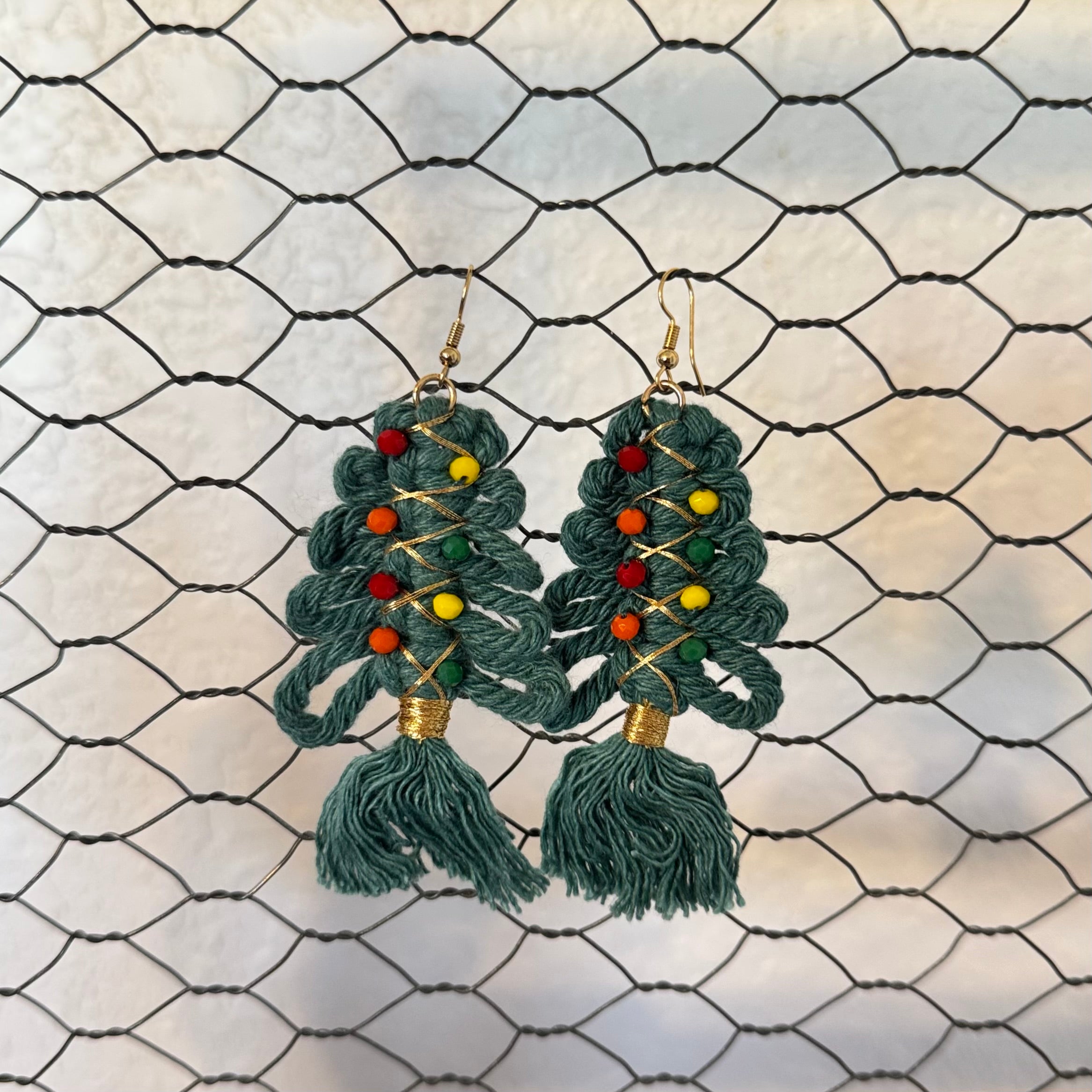 CHRISTMAS TREE TASSEL EARRINGS