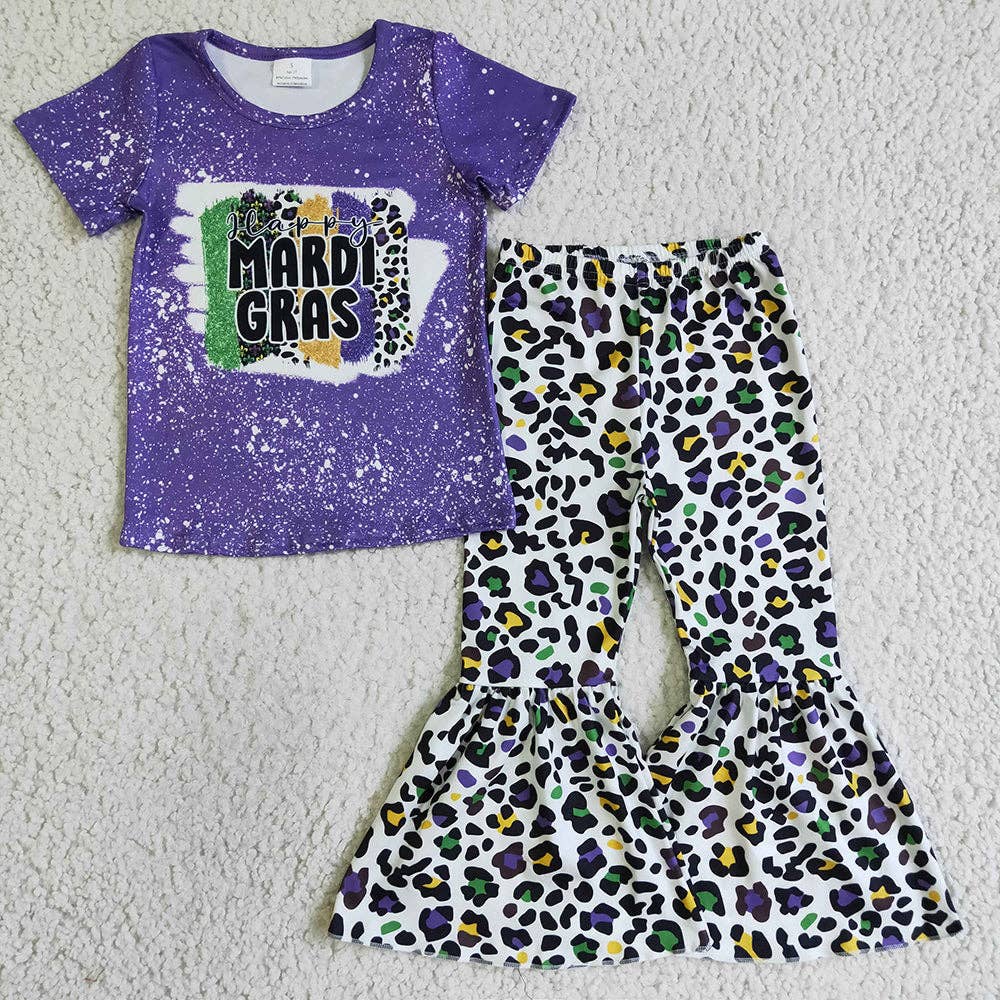 Leopard Mardi Gras Bell Bottoms Set