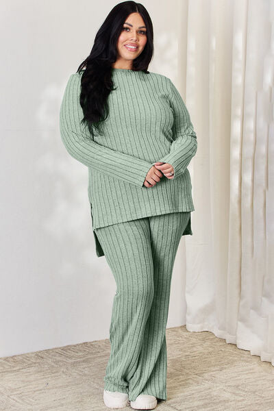 Basic Bae Ribbed High-Low Lounge Set