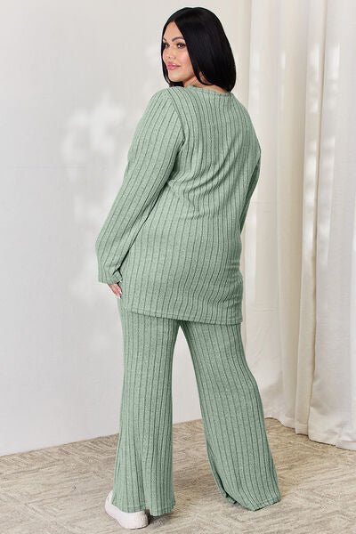 Basic Bae Ribbed High-Low Lounge Set