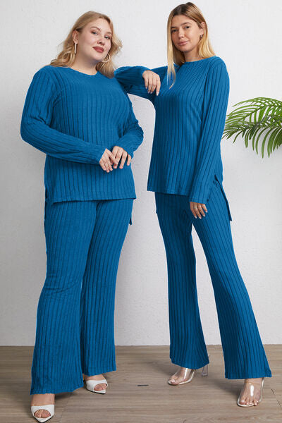 Basic Bae Ribbed High-Low Lounge Set
