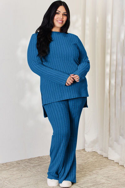 Basic Bae Ribbed High-Low Lounge Set