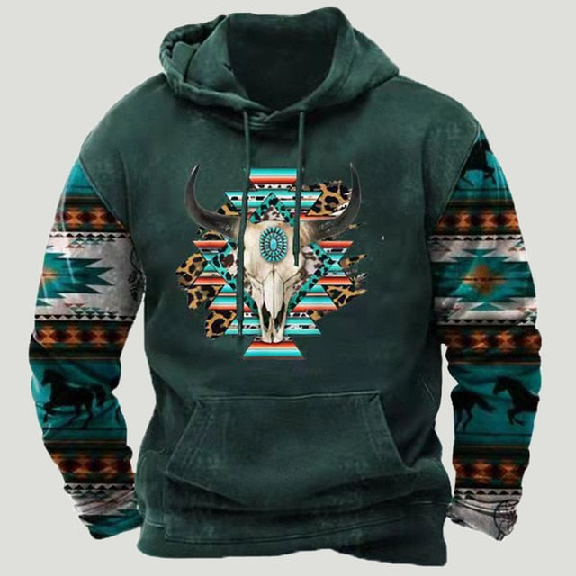 Sudadera con capucha de patchwork azteca occidental