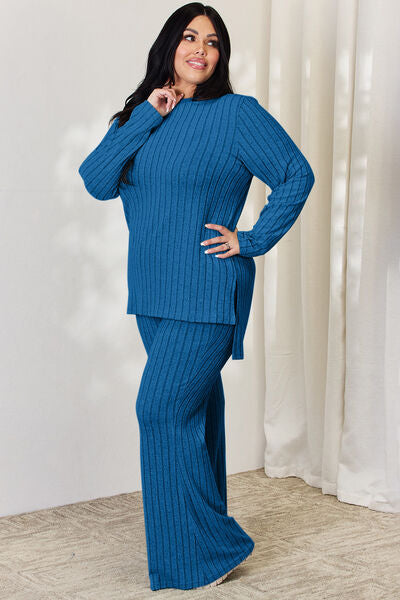 Basic Bae Ribbed High-Low Lounge Set