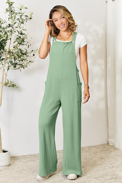 Double Take Wide Strap Overalls