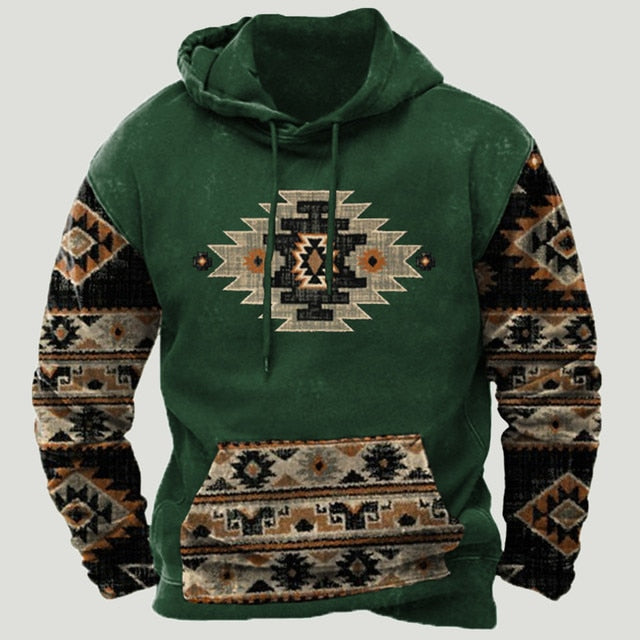 Sudadera con capucha de patchwork azteca occidental