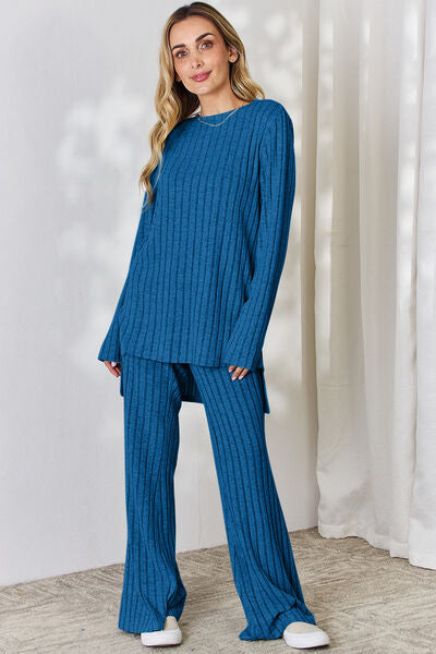 Basic Bae Ribbed High-Low Lounge Set