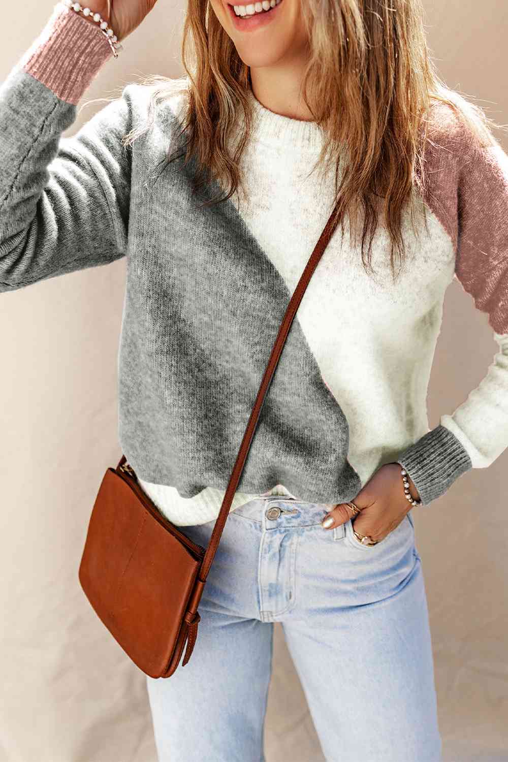 Color Block Pullover Sweater