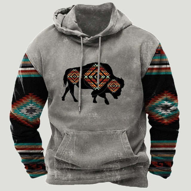 Sudadera con capucha de patchwork azteca occidental
