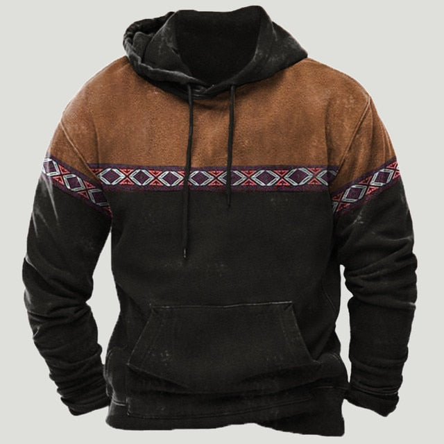 Sudadera con capucha de patchwork azteca occidental
