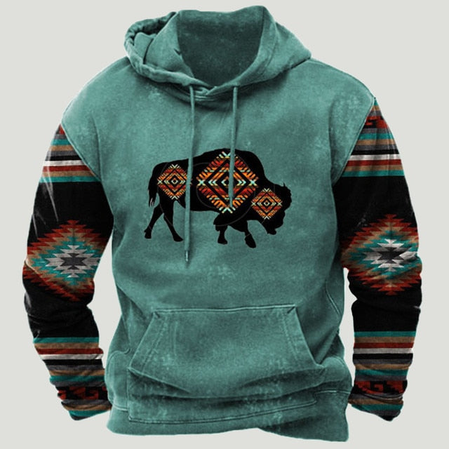 Sudadera con capucha de patchwork azteca occidental