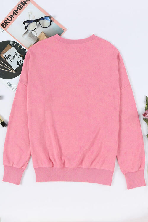 Sudadera con abertura y cuello redondo Candy Cane de lentejuelas