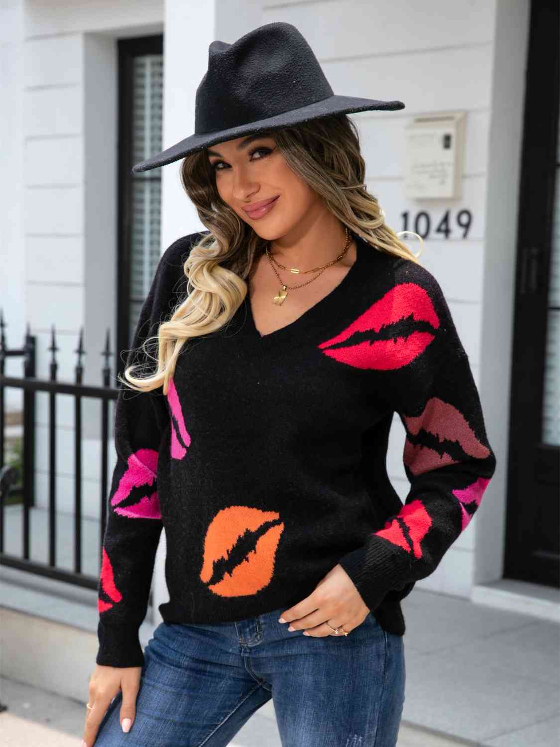 Covered in Kisses V-Neck Sweater