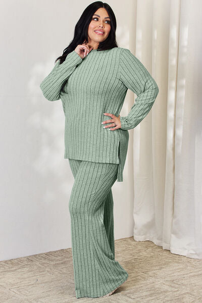 Basic Bae Ribbed High-Low Lounge Set