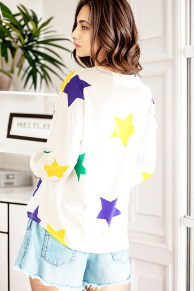 Top con estrellas de Mardi Gras y manga globo