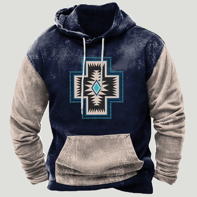 Sudadera con capucha de patchwork azteca occidental