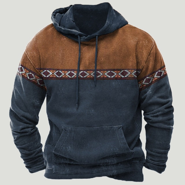 Sudadera con capucha de patchwork azteca occidental