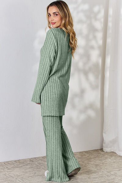 Basic Bae Ribbed High-Low Lounge Set