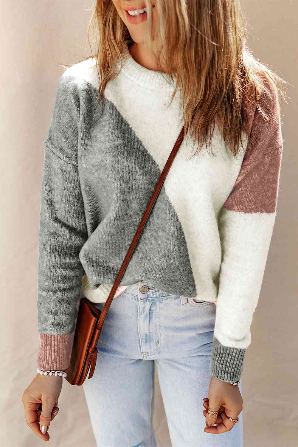 Color Block Pullover Sweater