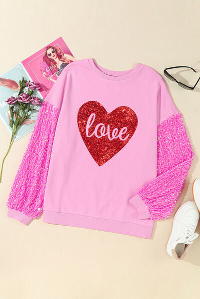 LOVE Heart Sequin Crewneck