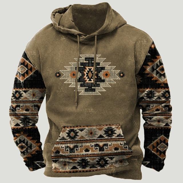 Sudadera con capucha de patchwork azteca occidental