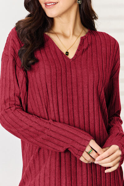Conjunto de manga larga con cuello en V
