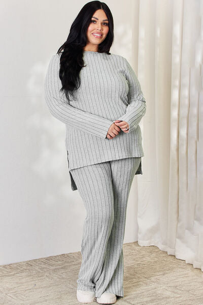 Basic Bae Ribbed High-Low Lounge Set
