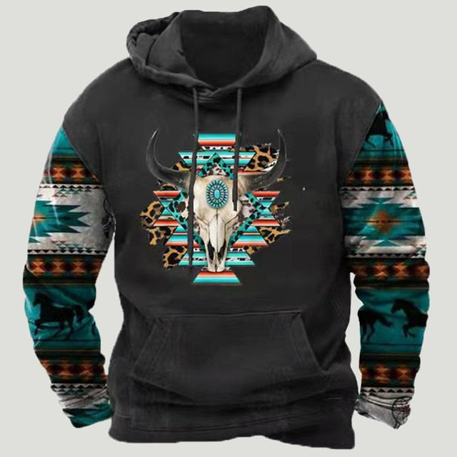 Sudadera con capucha de patchwork azteca occidental