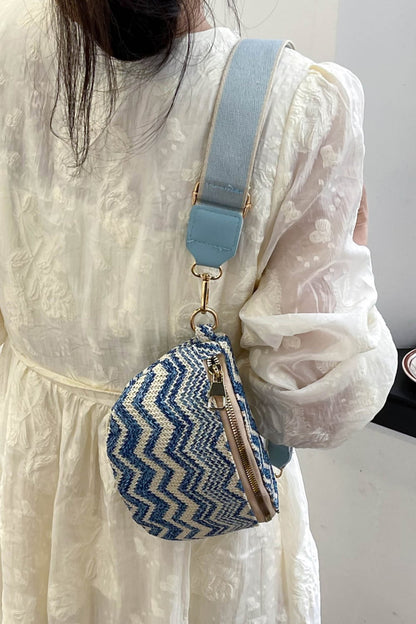 Adored Chevron Straw Sling Bag