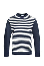 KNITTED ROUND NECK STRIPED SWEATER