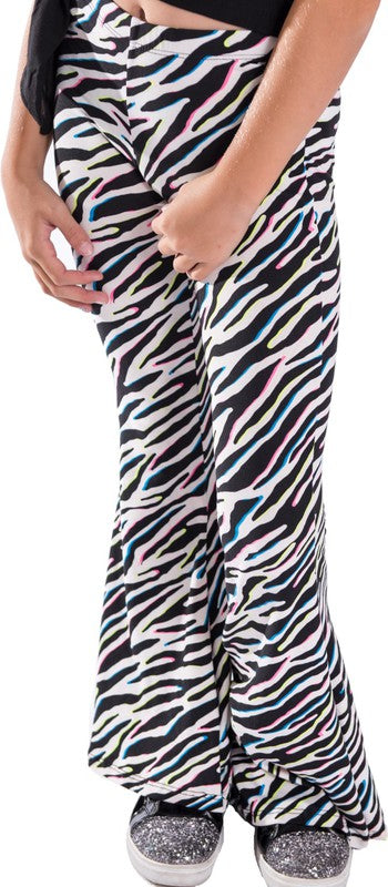 KIDS ZEBRA PRINT BELL BOTTOM PANTS