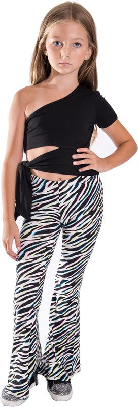 KIDS ZEBRA PRINT BELL BOTTOM PANTS