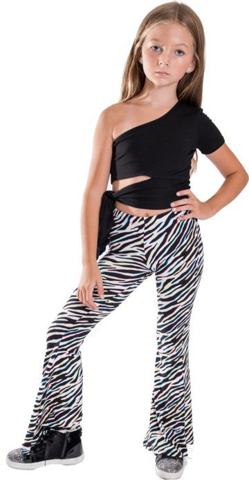 KIDS ZEBRA PRINT BELL BOTTOM PANTS