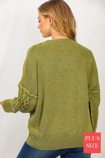 Mineral Washed Cable Knit Sweater