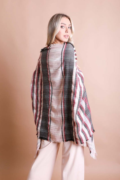 Tartan Plaid Frayed Edge Ruana Wrap